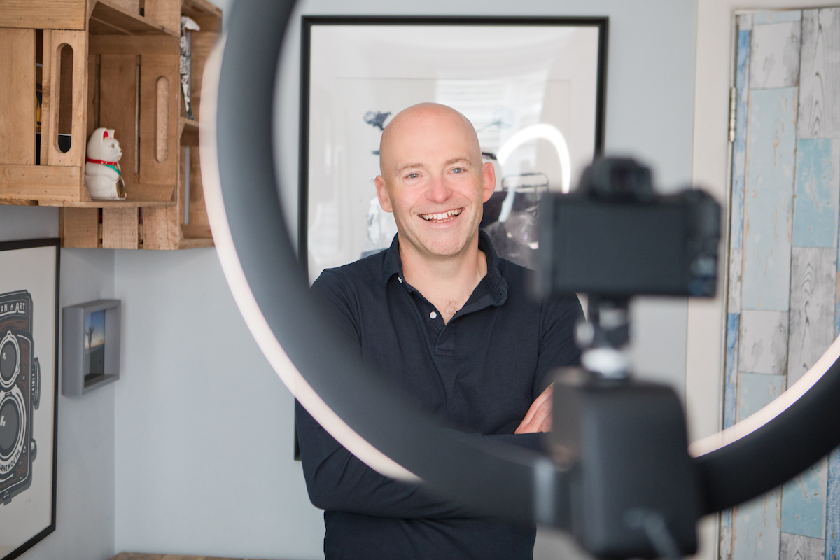 Glen Long recording a video course